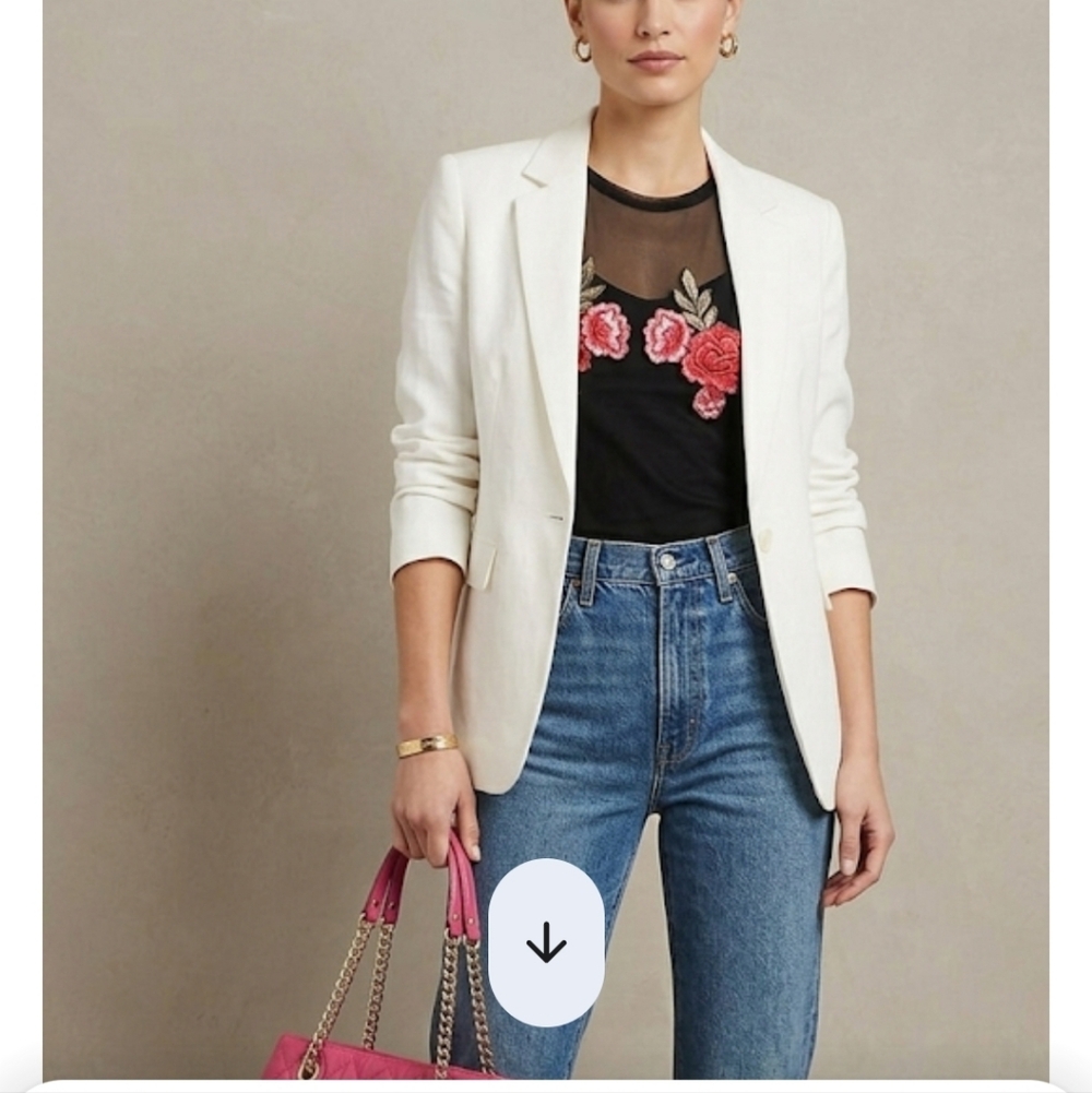 Chic Black Sheer Top with Red Floral Design - Picture 7 of 8